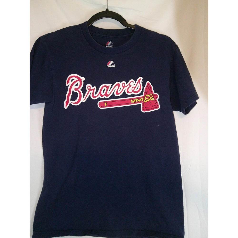 Majestic Atlanta Braves Upton #8‎ Navy Blue T Shirt Mens Small MLB